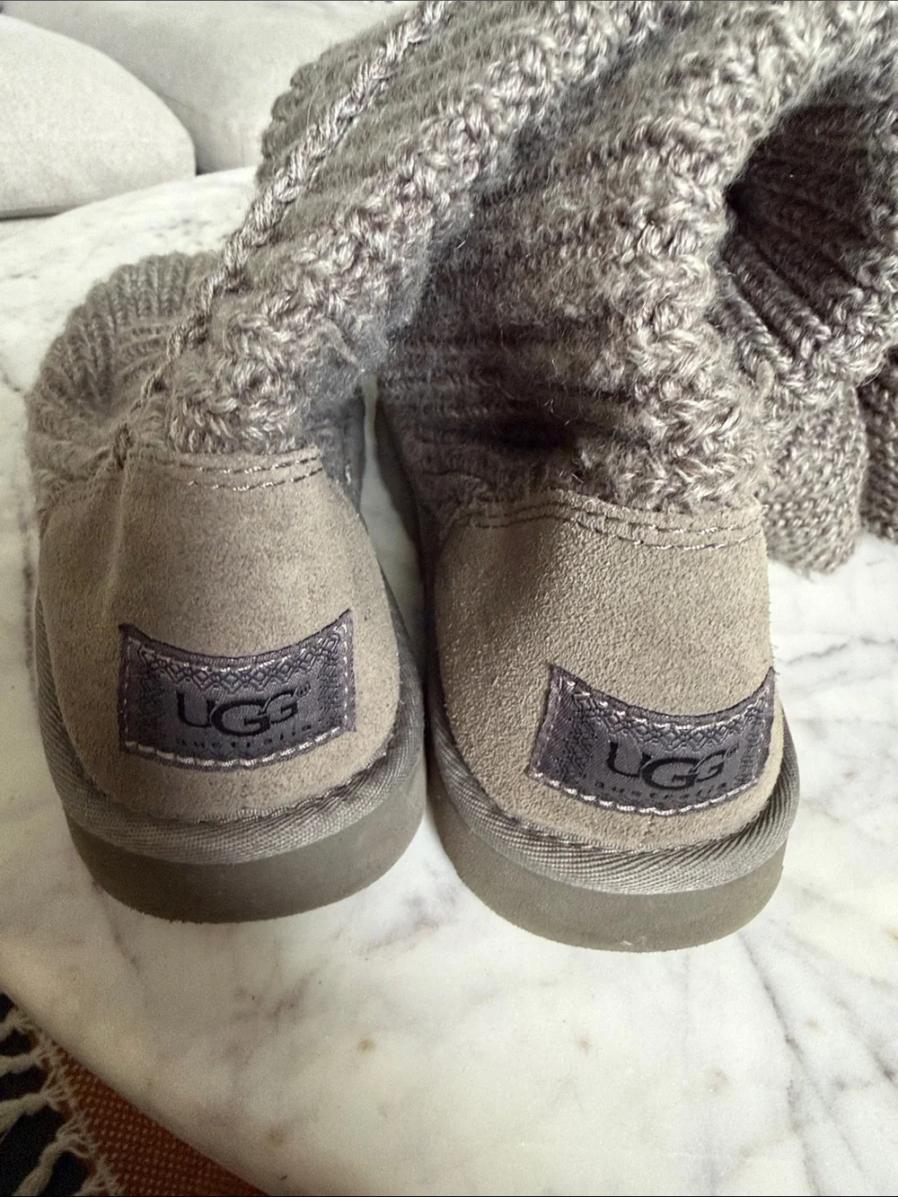 UGG Cardy Tall Button Down Knit Boots Gray Women’s Size 9